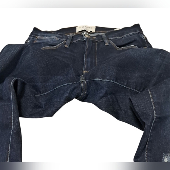 Frame Le High Skinny Distressed Destroyed Raw Hem Jeans Size 24 - Picture 10 of 16